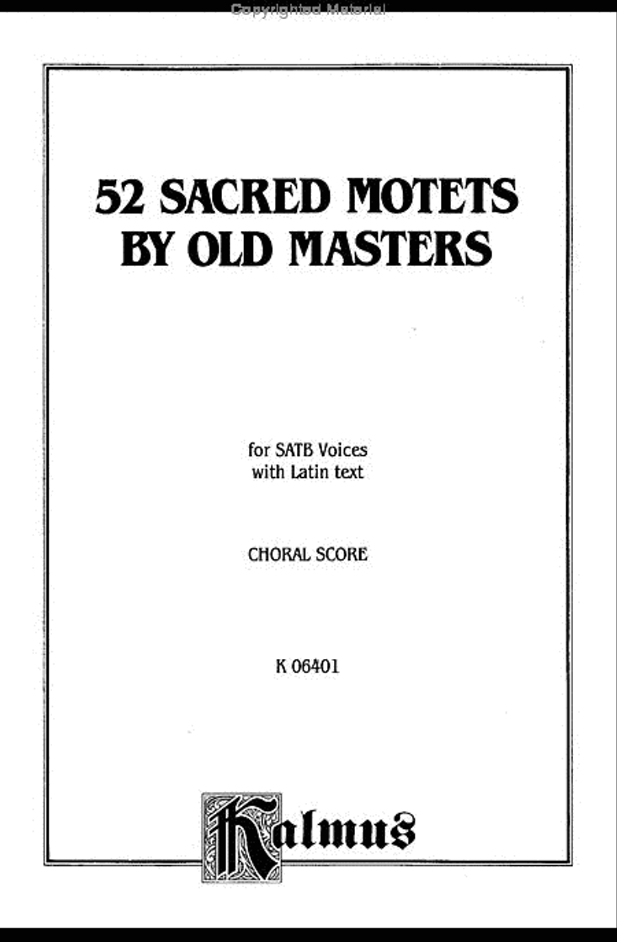 Sacred Motets (52) by Old Masters 4-Part scores gallery preview page 2