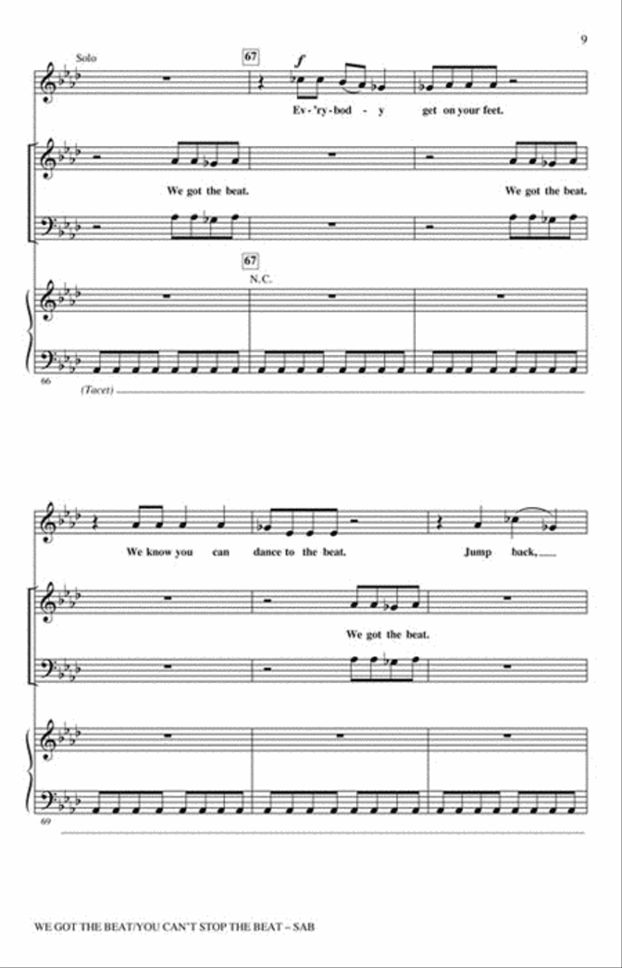 We Got the Beat/You Can't Stop the Beat 3-Part scores gallery preview page 3
