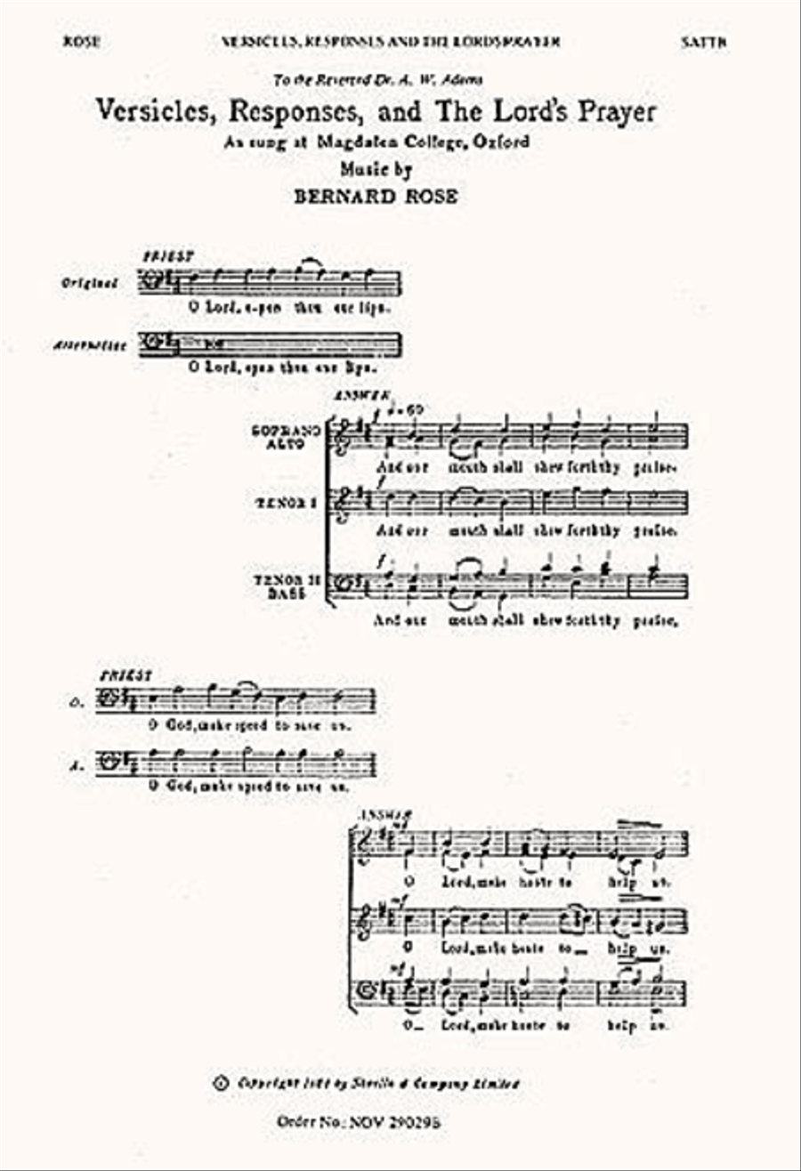 Versicles, Responses and The Lord's Prayer SATTB scores gallery preview page 1