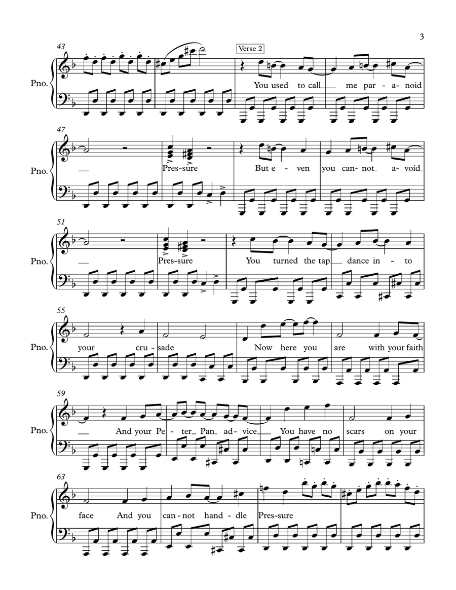 Pressure Piano, Vocal scores gallery preview page 3