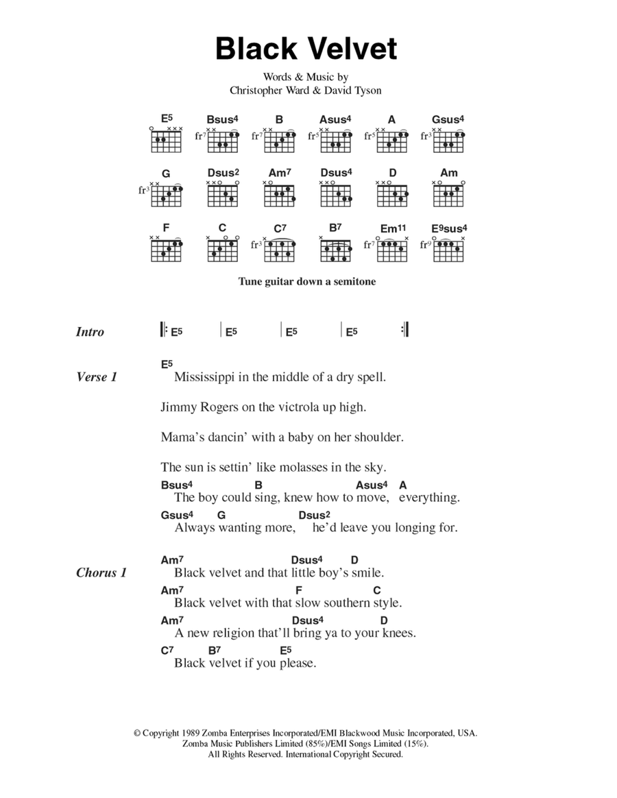 Black Velvet Black Velvet Acoustic Guitar scores gallery preview page 1