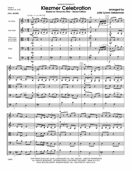 Klezmer Celebration (based on Ternovka Sher) (Senior Edition) - Full Score