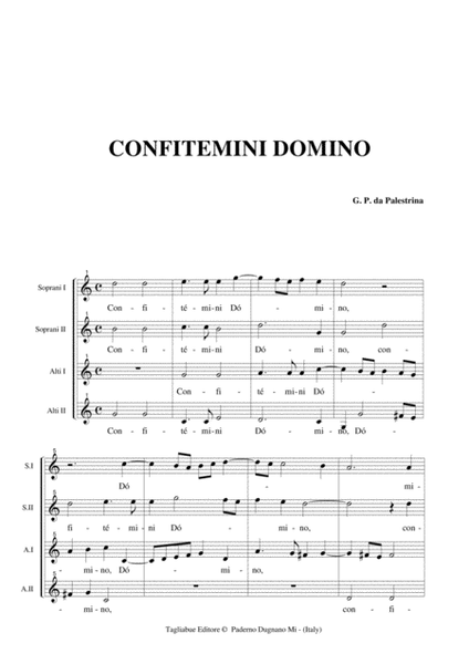 CONFITEMINI DOMINO - Palestrina - Arr. For SSAA Choir image number null