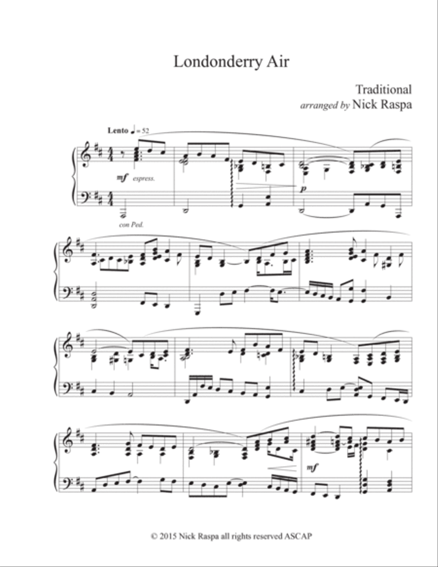 Londonderry Air (O Danny Boy) advanced intermediate piano image number null