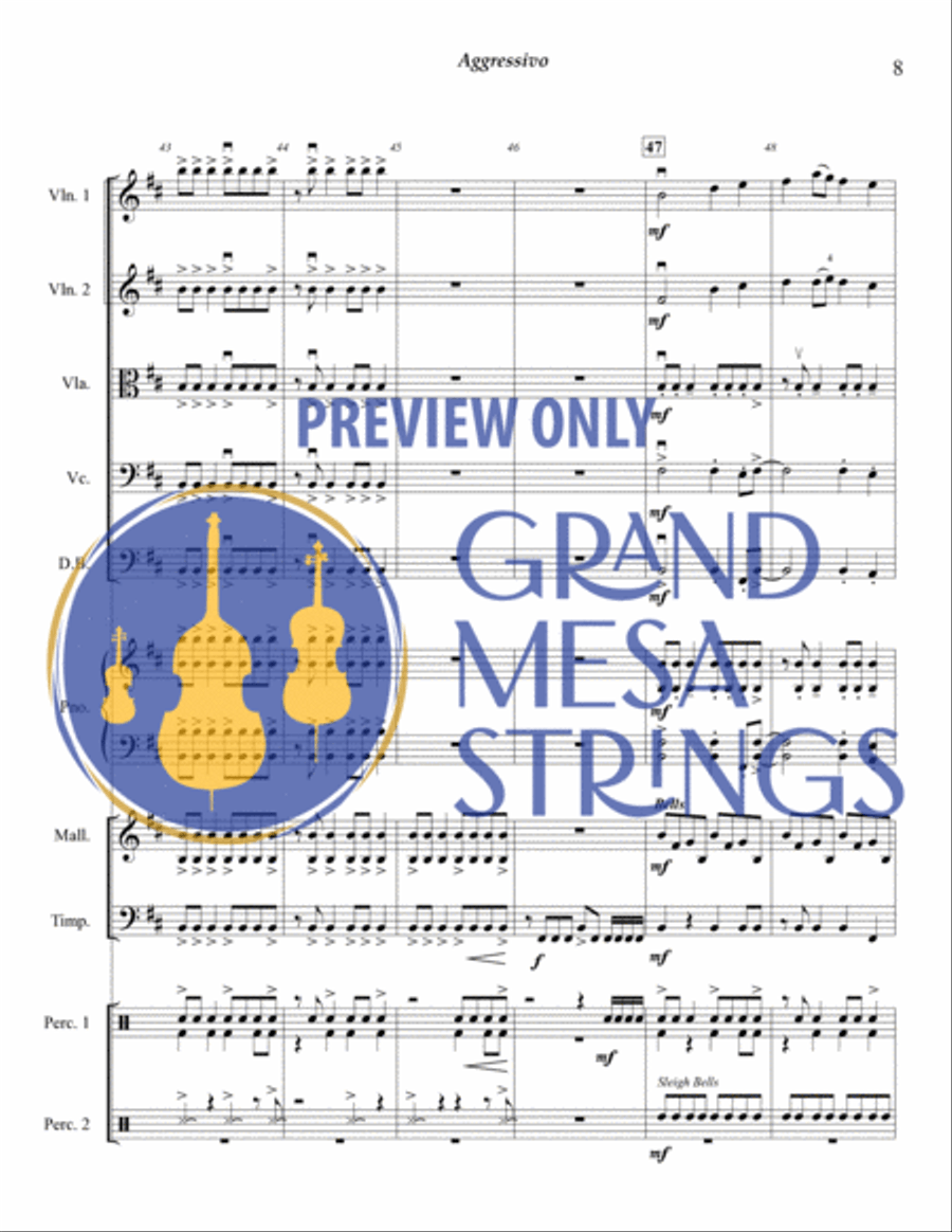 Aggressivo for Strings & Percussion String Orchestra scores gallery preview page 9