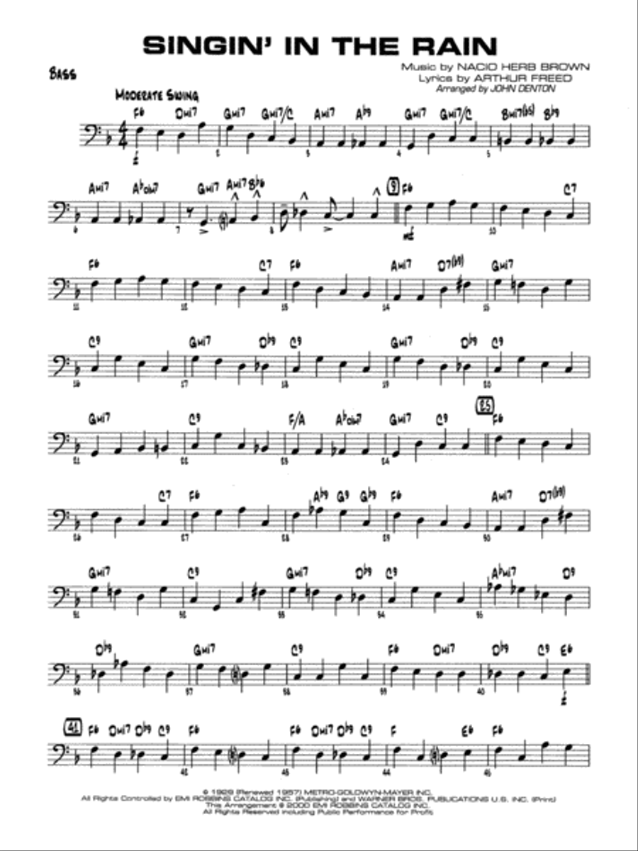 Singin' in the Rain: String Bass Jazz Ensemble scores gallery preview page 1