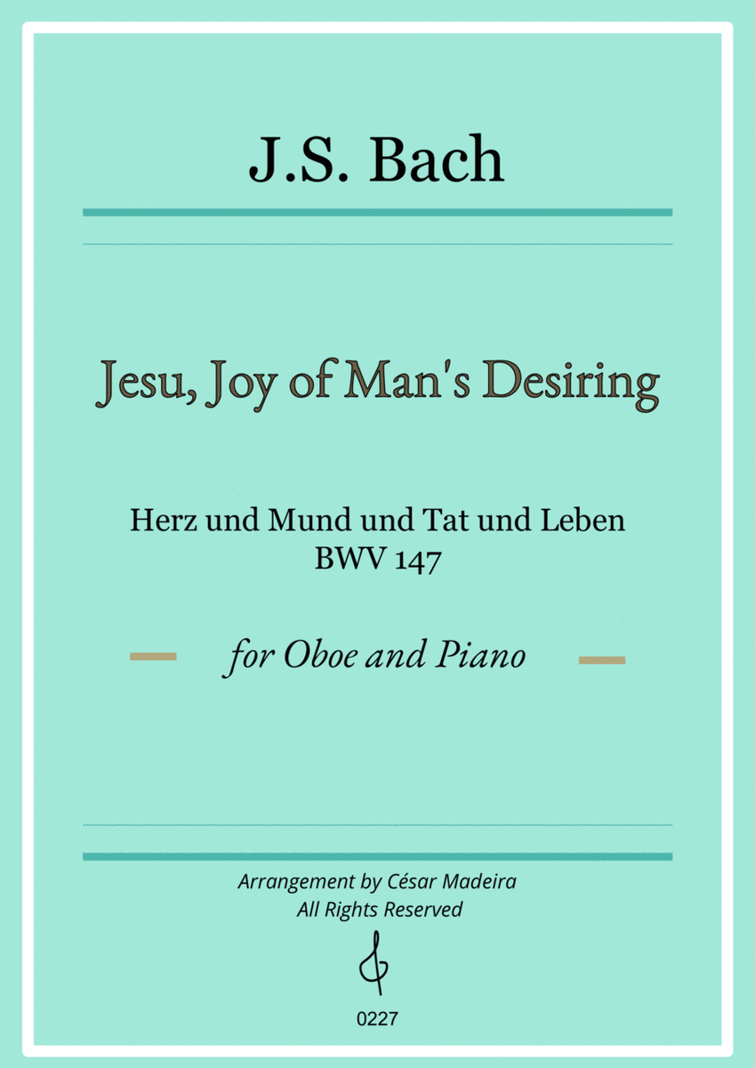 Jesu, Joy of Man's Desiring - Oboe and Piano (Full Score and Parts) image number null