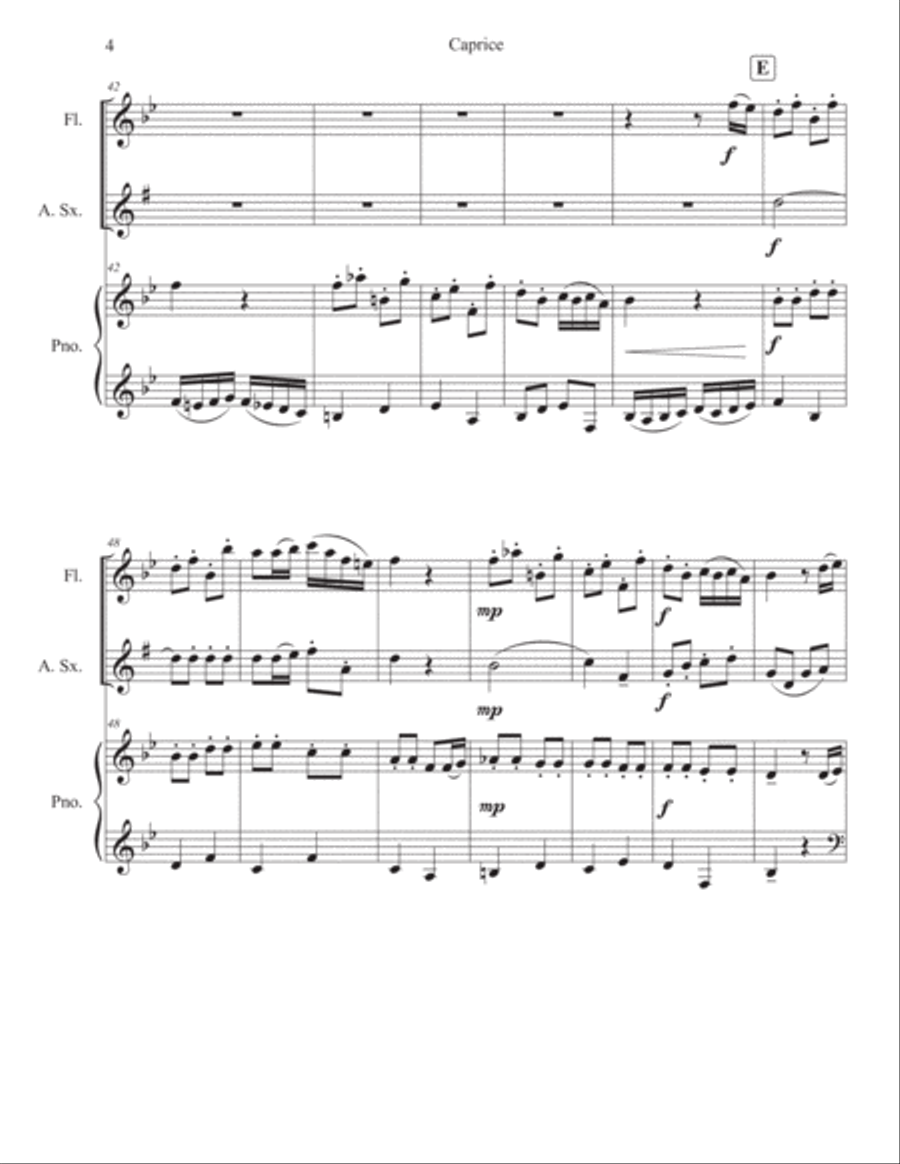 Caprice for flute, alto sax, and piano Woodwind Duet scores gallery preview page 4