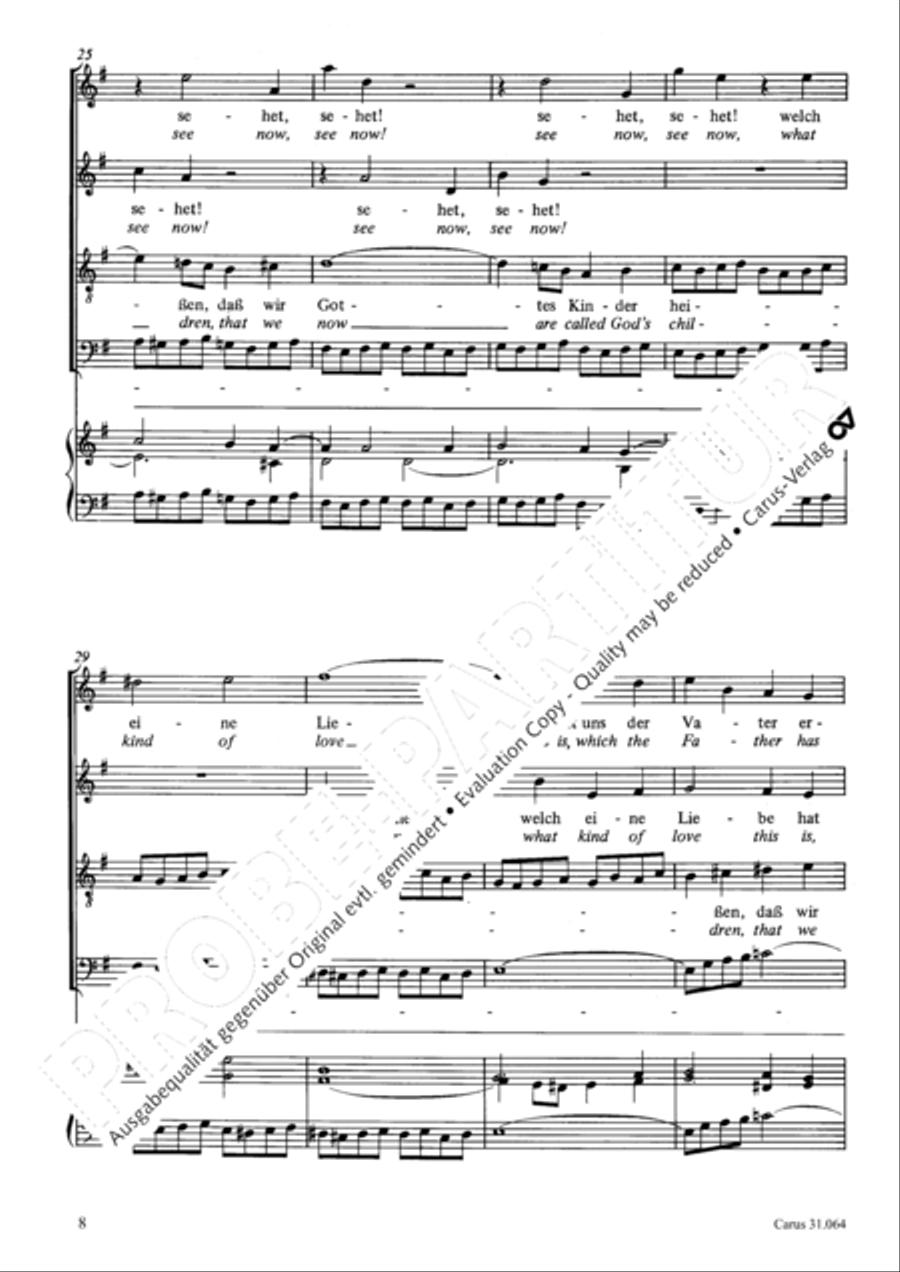 See now, what kind of love (Sehet, welch eine Liebe hat uns der Vater erzeiget) 4-Part scores gallery preview page 9