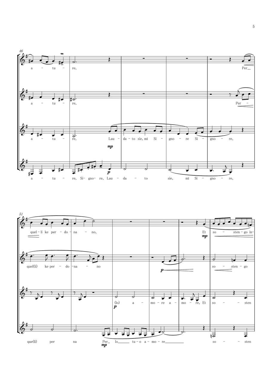 Aria from Magnificat G. P. Telemann Female Quartet A Cappella scores gallery preview page 5