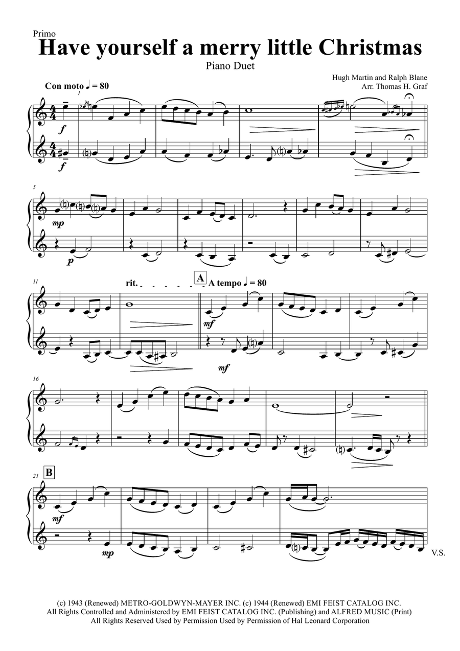 Have Yourself A Merry Little Christmas from MEET ME IN ST. LOUIS 2 Pianos, 4-Hands scores gallery preview page 6