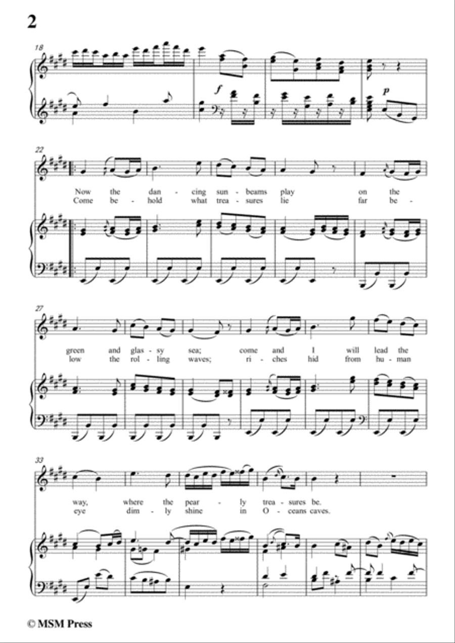Haydn-The Mermaids Song in E Major, for Voice and Piano Voice Solo scores gallery preview page 4