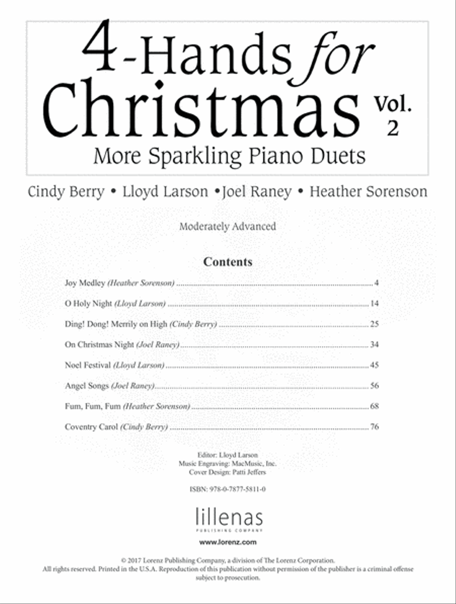 4-Hands for Christmas, Vol. 2 (Digital Delivery) Piano Duet scores gallery preview page 1
