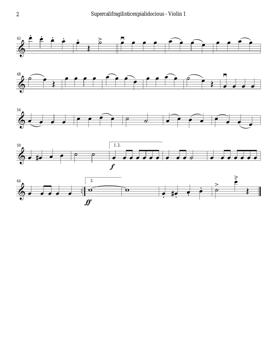 Supercalifragilisticexpialidocious from Walt Disney's MARY POPPINS String Quartet scores gallery preview page 2