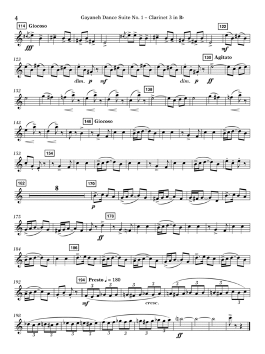Gayenah Dance Suite No. 1 (Excerpts) (arr. Kenneth Snoeck) - Bb Clarinet 3 Concert Band scores gallery preview page 4