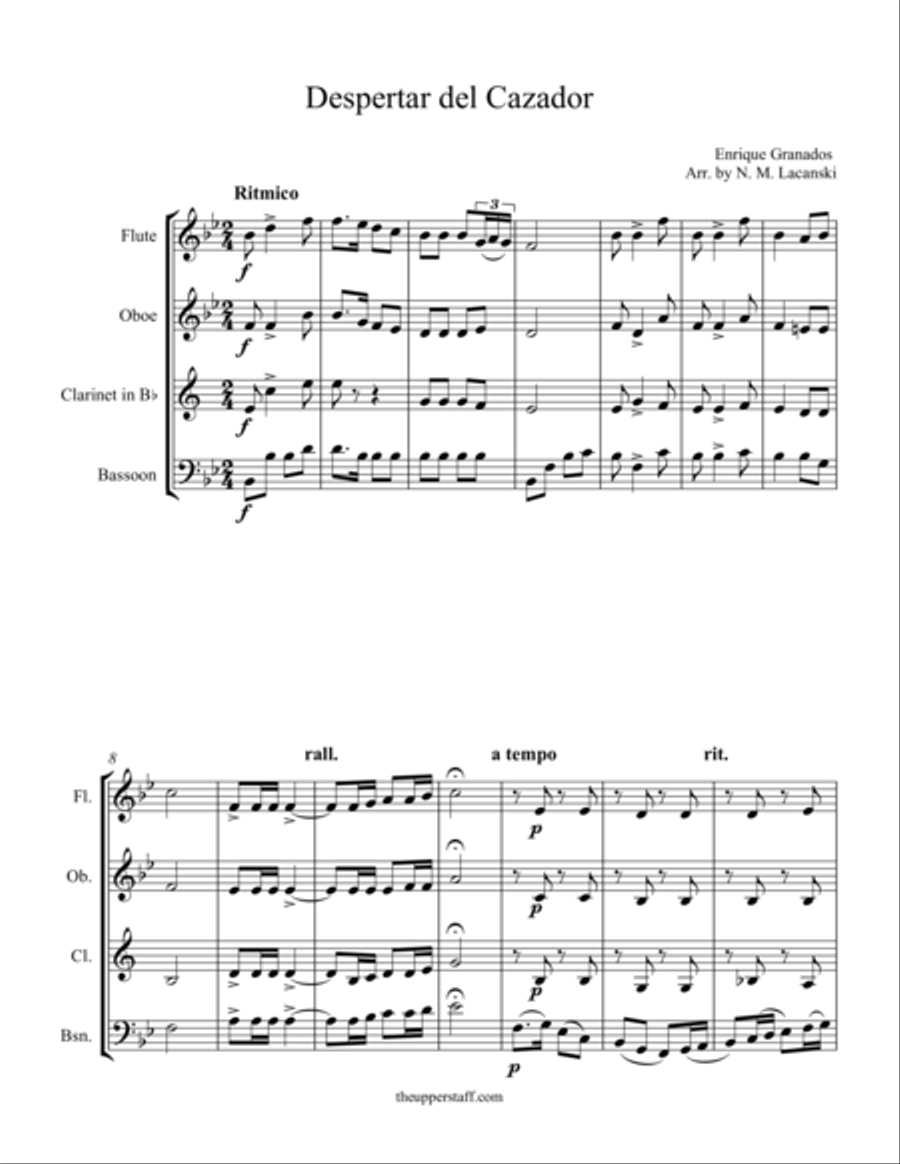 Despertar del Cazador Woodwind Quartet scores gallery preview page 1