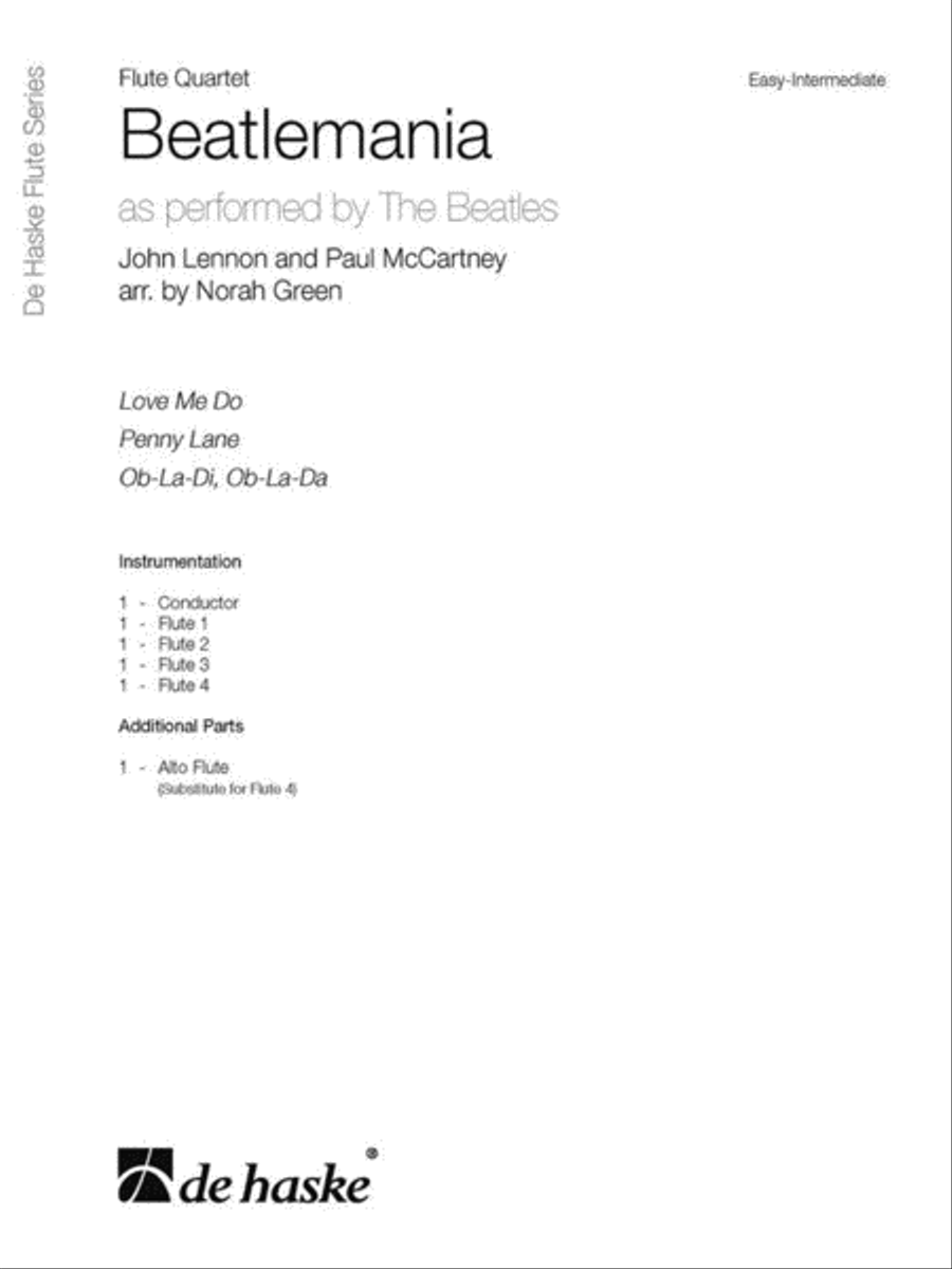 Beatlemania Flute Quartet scores gallery preview page 2