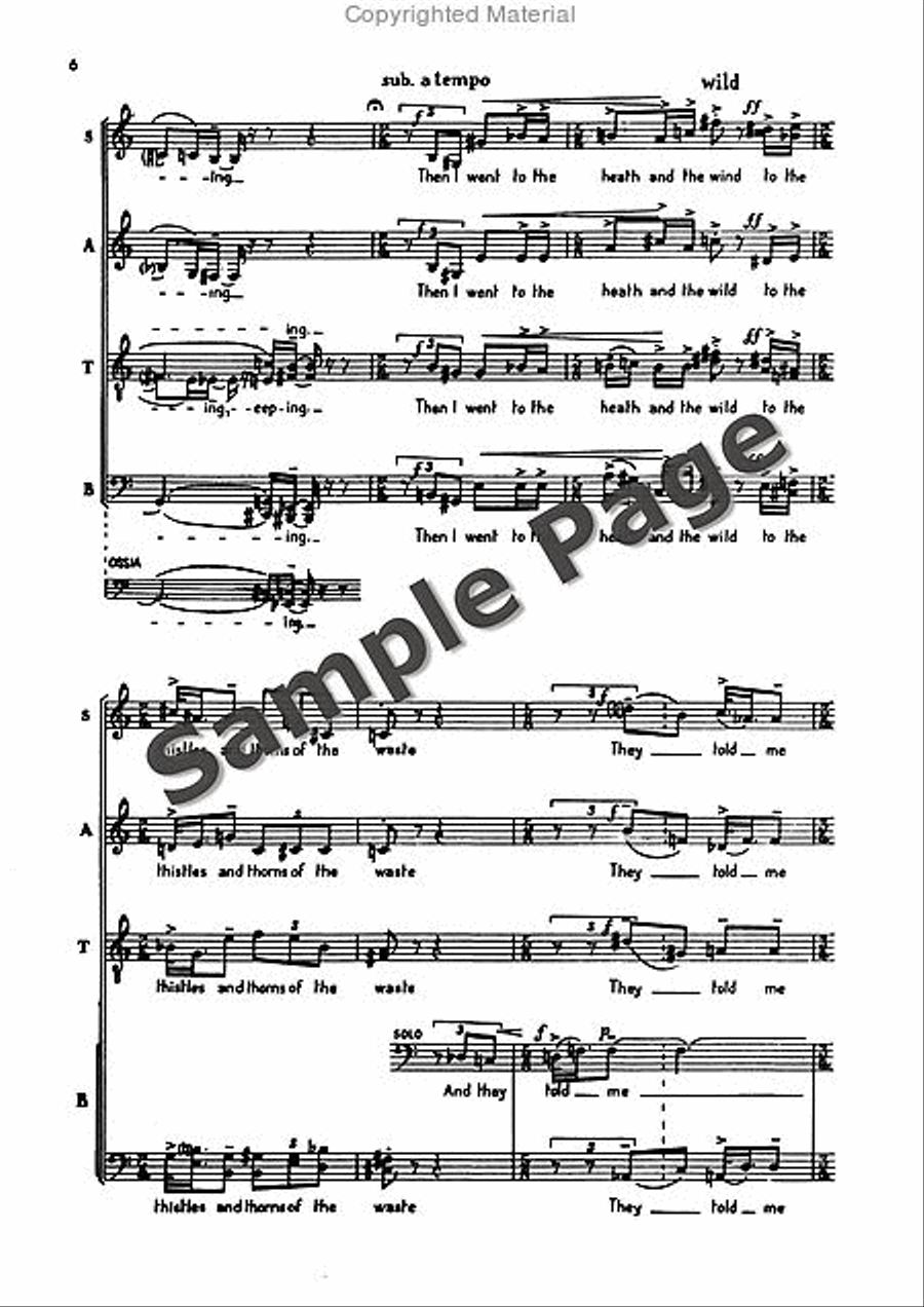 Poems 5 & An Epigram Of Wm. Blake 4-Part scores gallery preview page 7