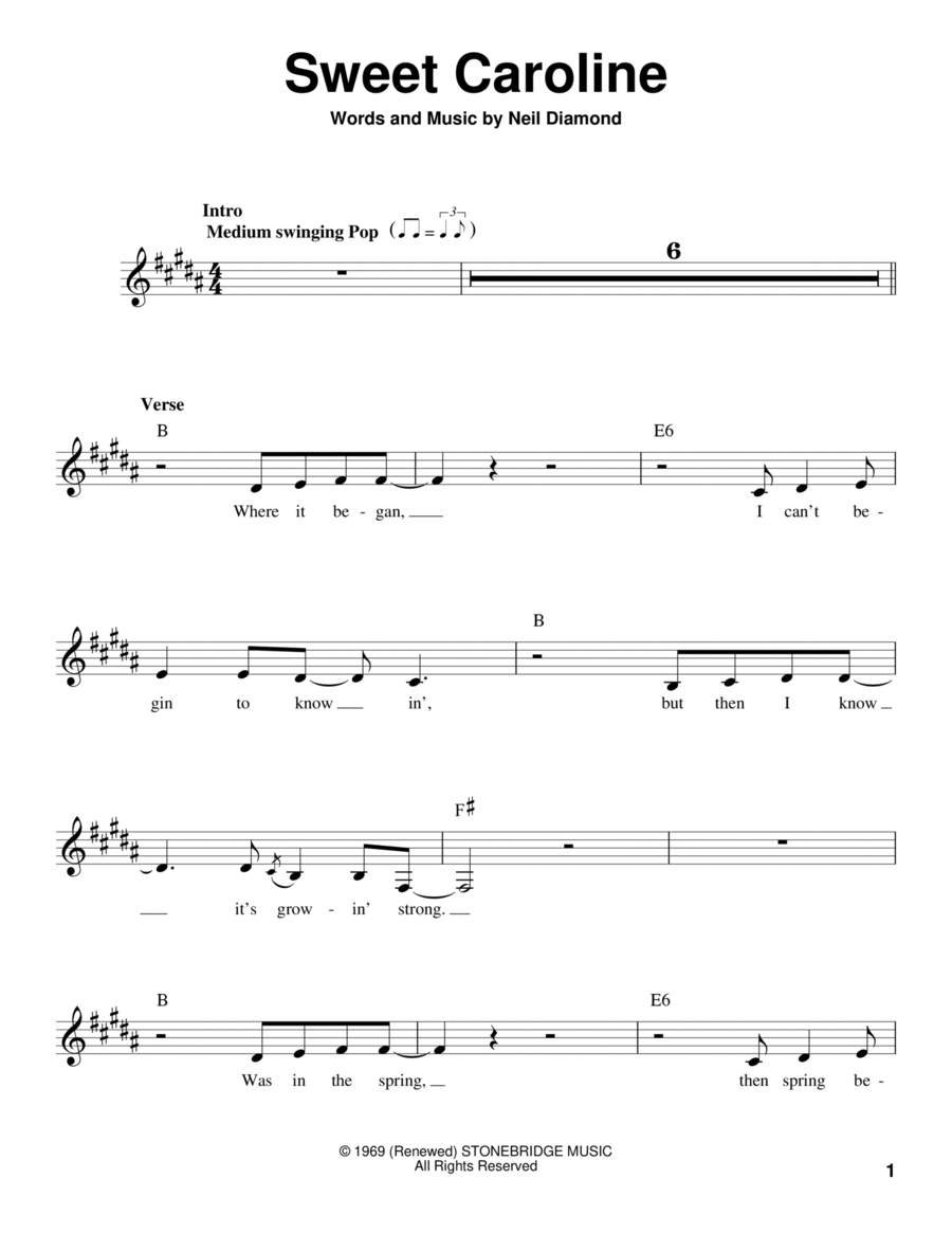 Sweet Caroline Voice scores gallery preview page 1