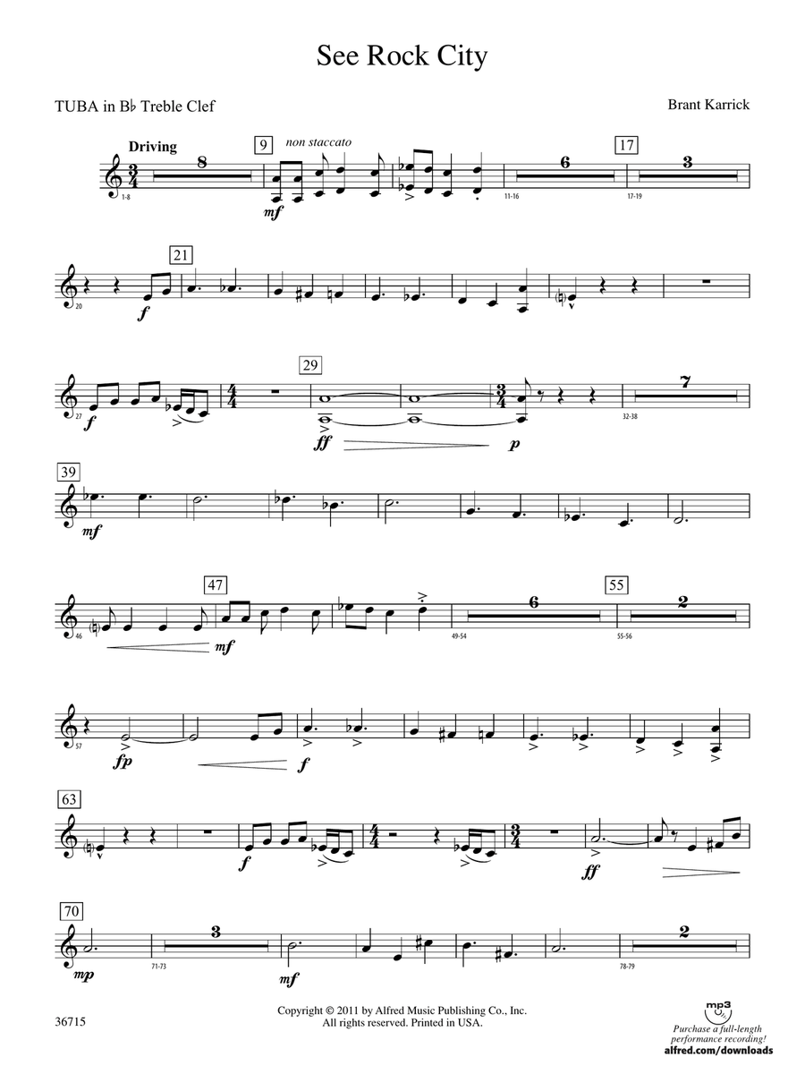 See Rock City: (World Part) B-flat Tuba T.C.