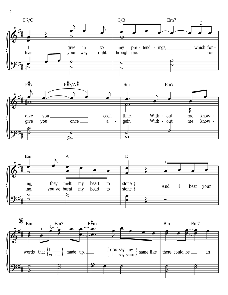 Melt My Heart To Stone Easy Piano scores gallery preview page 2