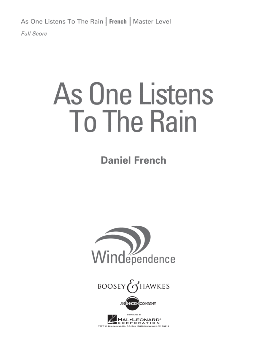 As One Listens to the Rain - Conductor Score (Full Score)