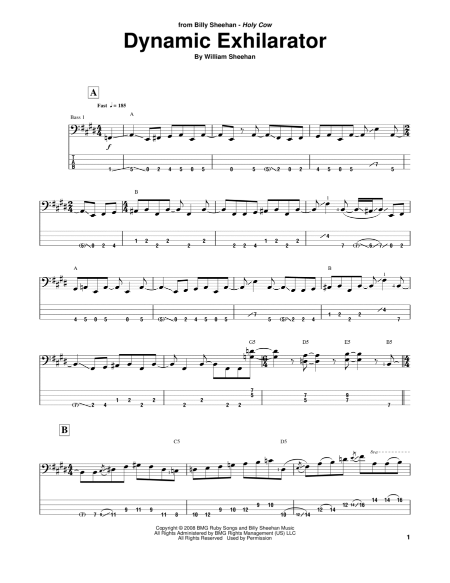 Dynamic Exhilarator Dynamic Exhilarator Guitar Tablature scores gallery preview page 1