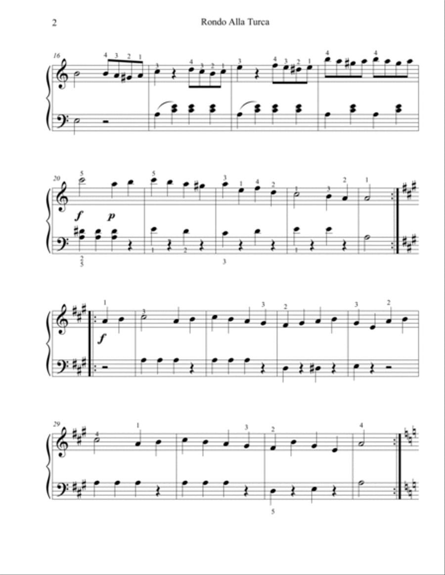 Rondo Alla Turca (Very Easy Piano) Piano Method scores gallery preview page 2