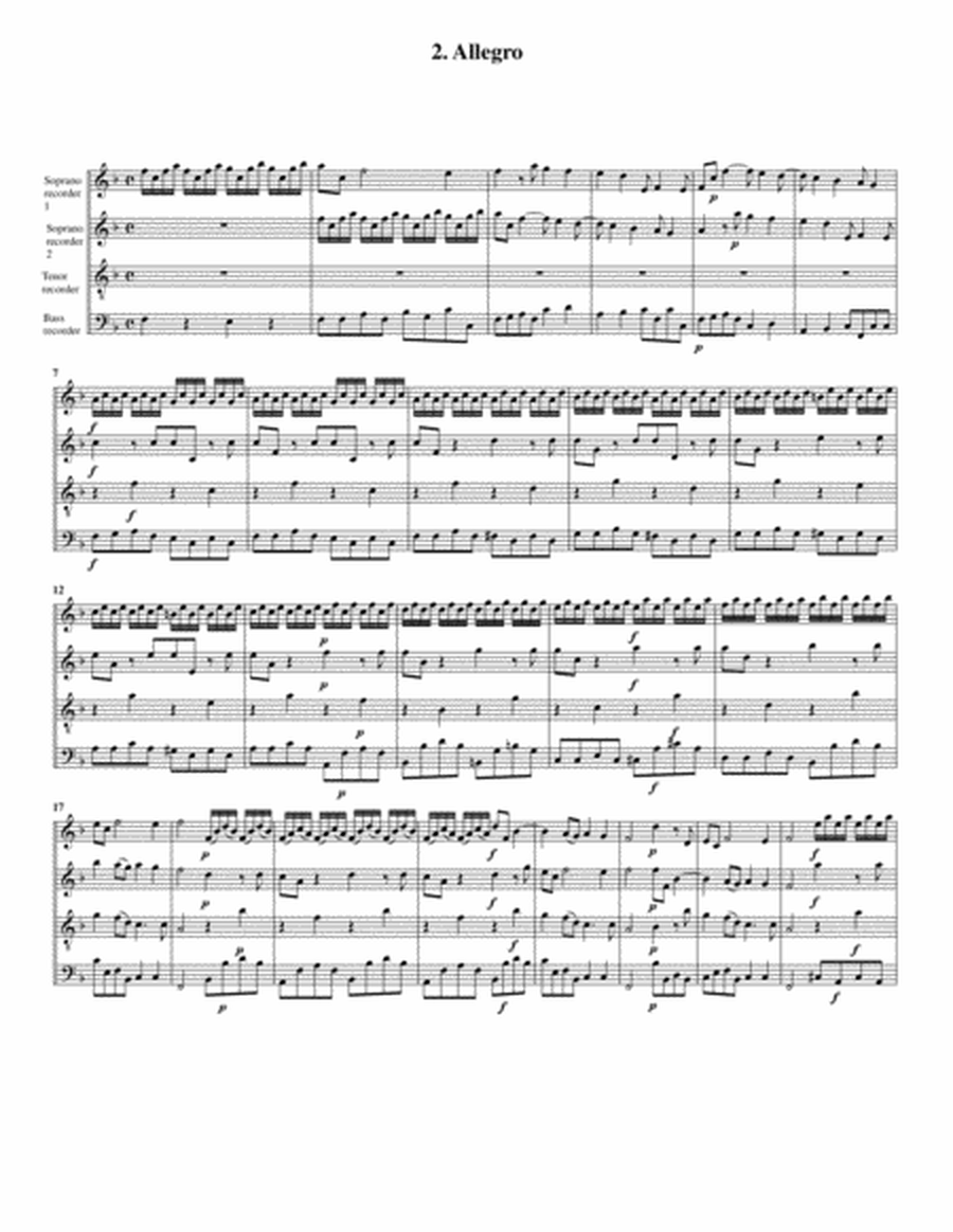 Concerto grosso, Op.6, no.6 (arrangement for 4 recorders)