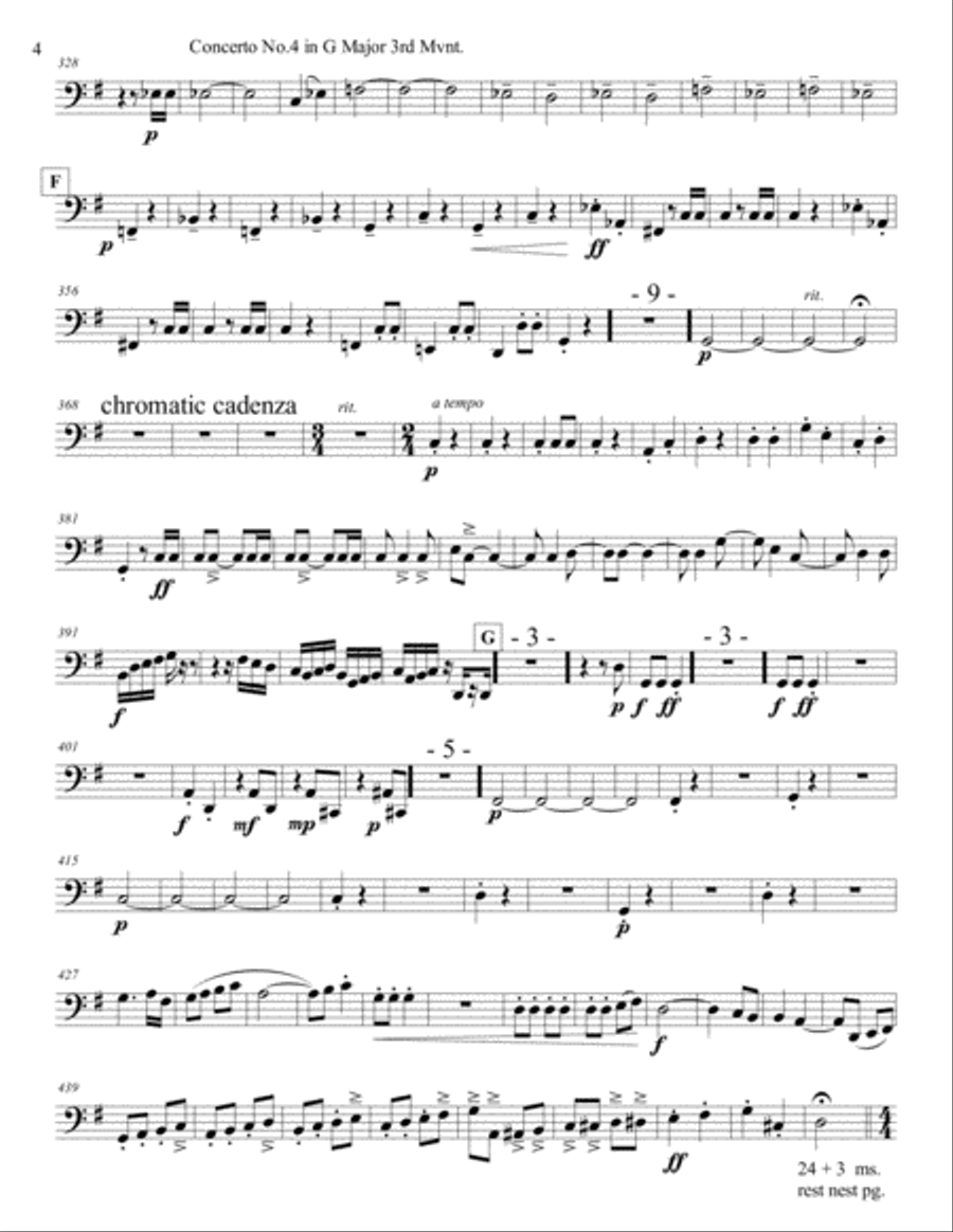 Concertos for Five Beethoven 4th Piano Concerto in G arr. for String Quartet 3rd Mmvnt. string parts Piano Quintet scores gallery preview page 4