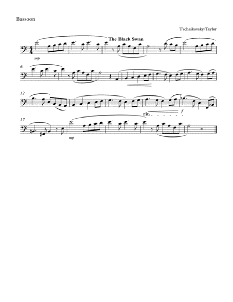 The Black Swan (2 Basoons) Woodwind Duet scores gallery preview page 2