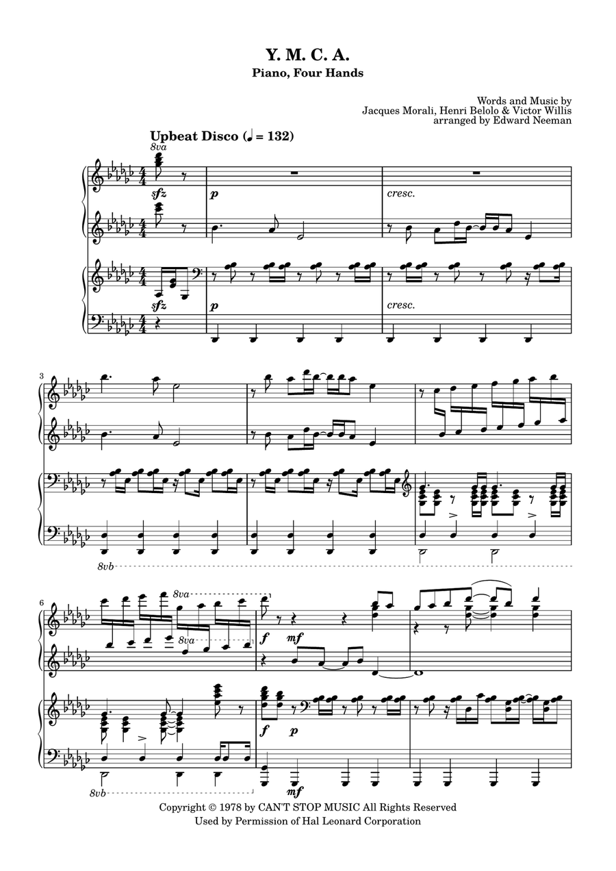 Y.M.C.A. Piano scores gallery preview page 1