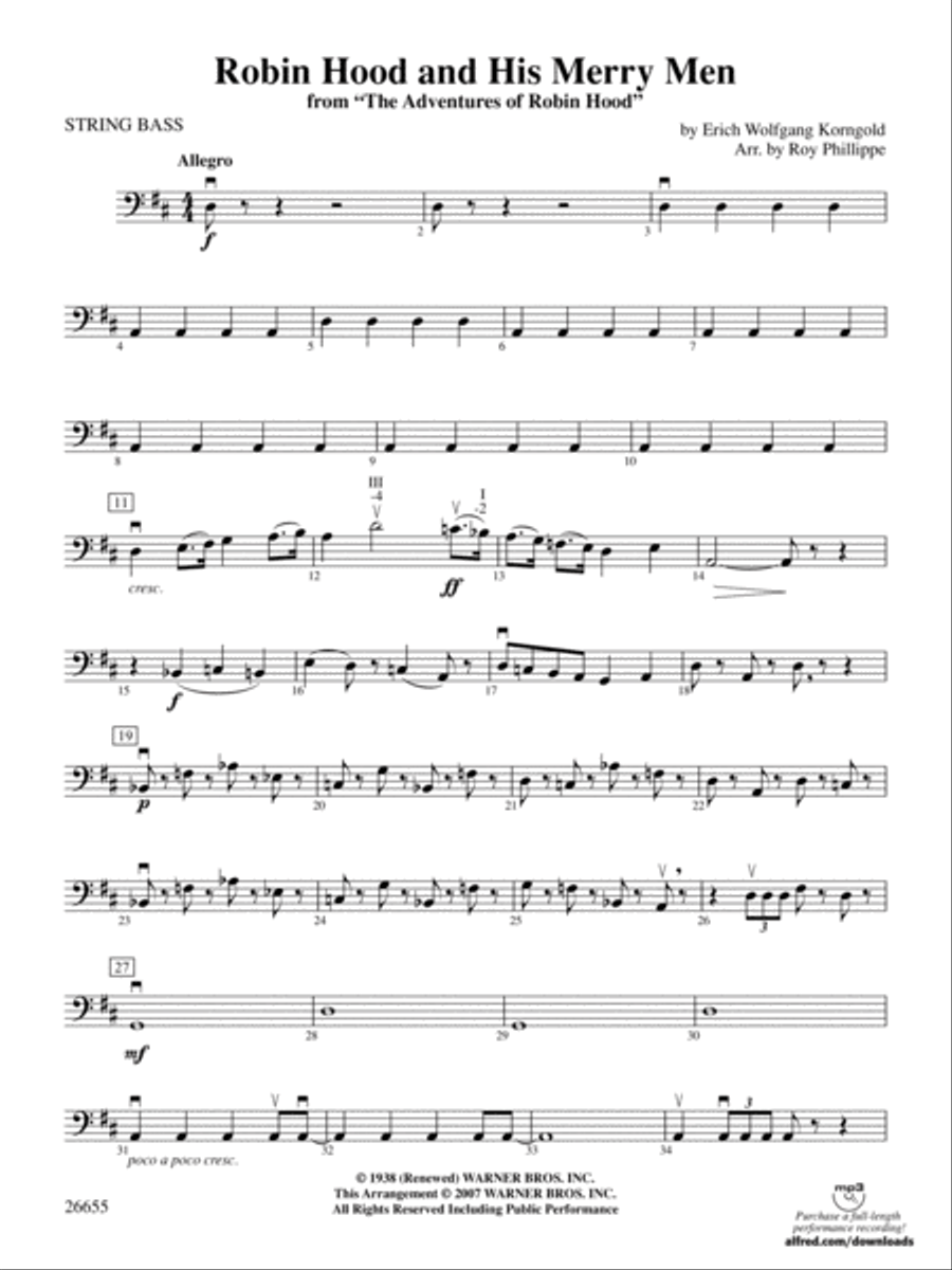 Robin Hood and His Merry Men: String Bass Full Orchestra scores gallery preview page 1