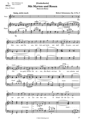Book cover for Mit Myrten und Rosen, Op. 24 No. 9 (E-flat Major)