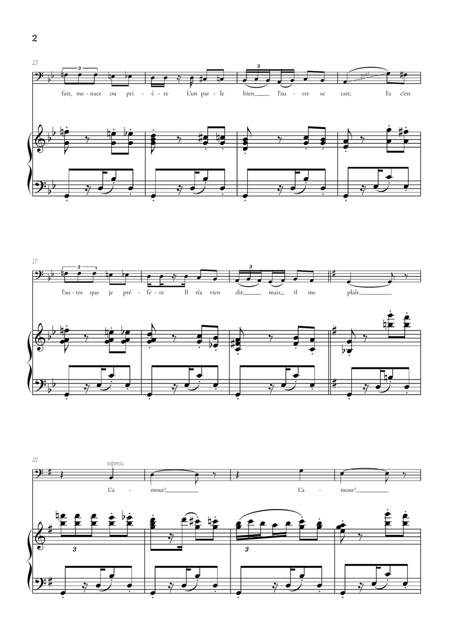 Bizet • Habanera from Carmen in G minor [Gm] | bass voice sheet music with piano accompaniment Bass Voice scores gallery preview page 2