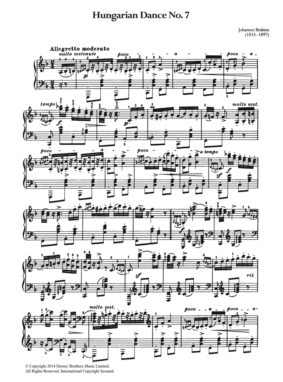 Hungarian Dance No.7 Piano Solo scores gallery preview page 1