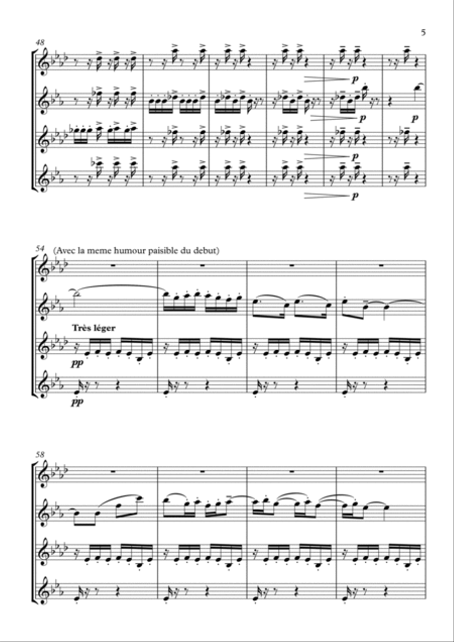 Histoires: Le petit âne blanc (The little white donkey) by Jacques Ibert - for saxophone quartet (S Histoires: Le petit âne blanc (The little white donkey) by Jacques Ibert - for saxophone quartet (S Saxophone Quartet scores gallery preview page 5