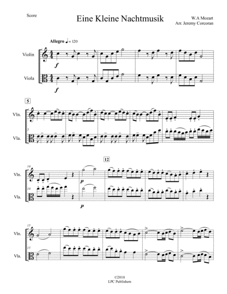 Eine Kleine Nachtmusik for Violin and Viola image number null