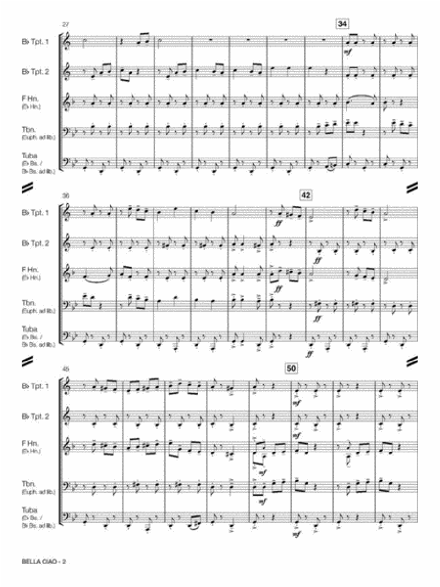 Bella Ciao Brass Quintet scores gallery preview page 4