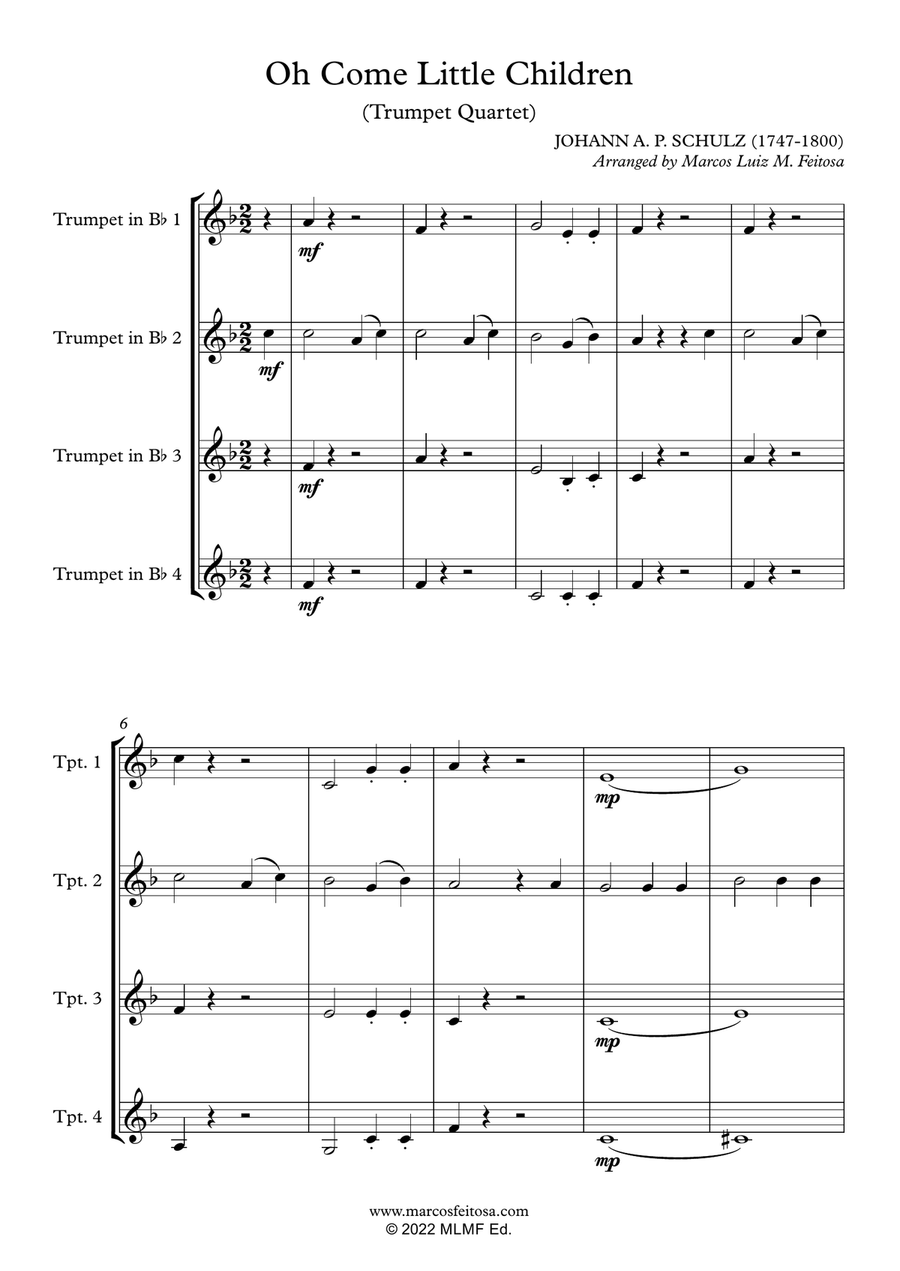 Oh Come Little Children - Trumpet Quartet Brass Quartet scores gallery preview page 3