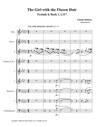 The Girl with the Flaxen Hair, Prelude 8, Book 1 by Claude Debussy (Woodwind Nonet)
