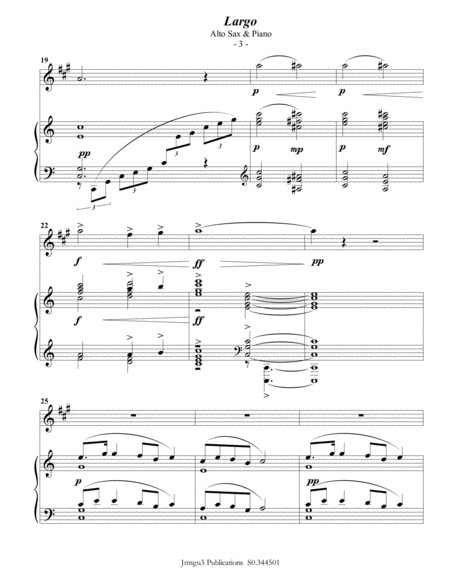 Dvořák: Largo from the New World Symphony for Alto Sax & Piano image number null