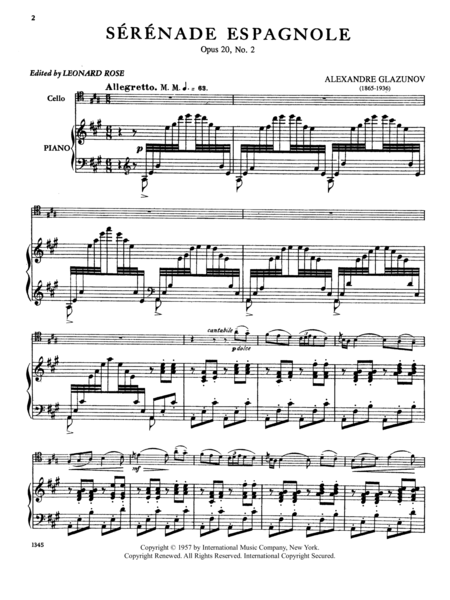 Serenade Espagnole, Opus 20, No. 2