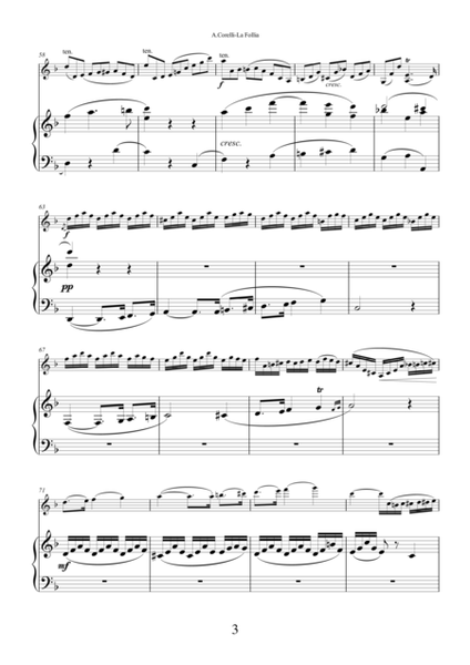 Sonata Op.5 No.12 "La Follia" by Arcangelo Corelli for violin and piano