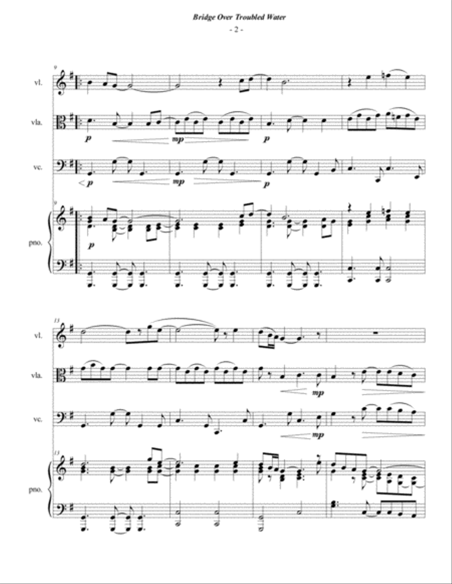 Bridge Over Troubled Water Piano Quartet scores gallery preview page 2