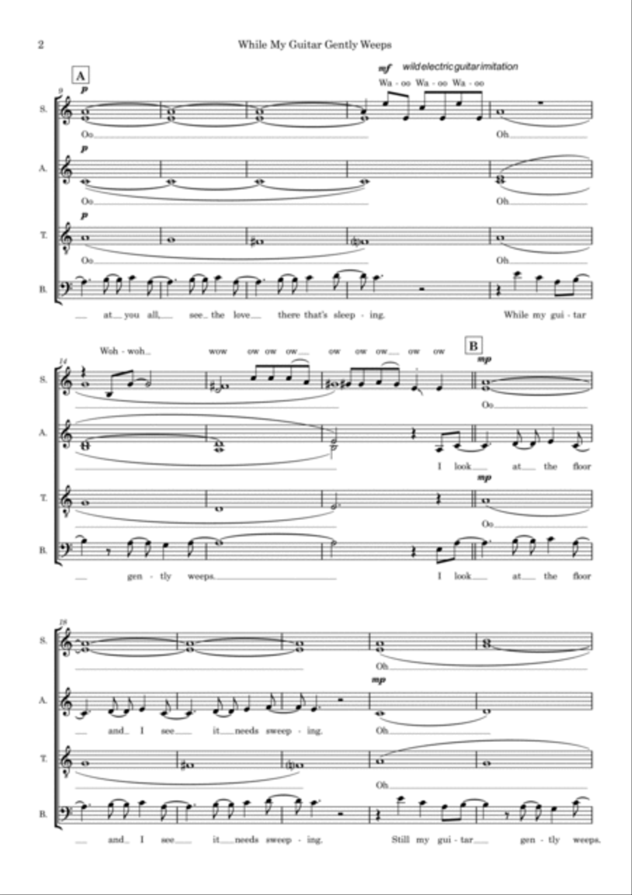 While My Guitar Gently Weeps (arr. Sam Burns) SSAATTBB scores gallery preview page 2