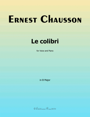 Book cover for Le colibri, by Chausson, in B Major