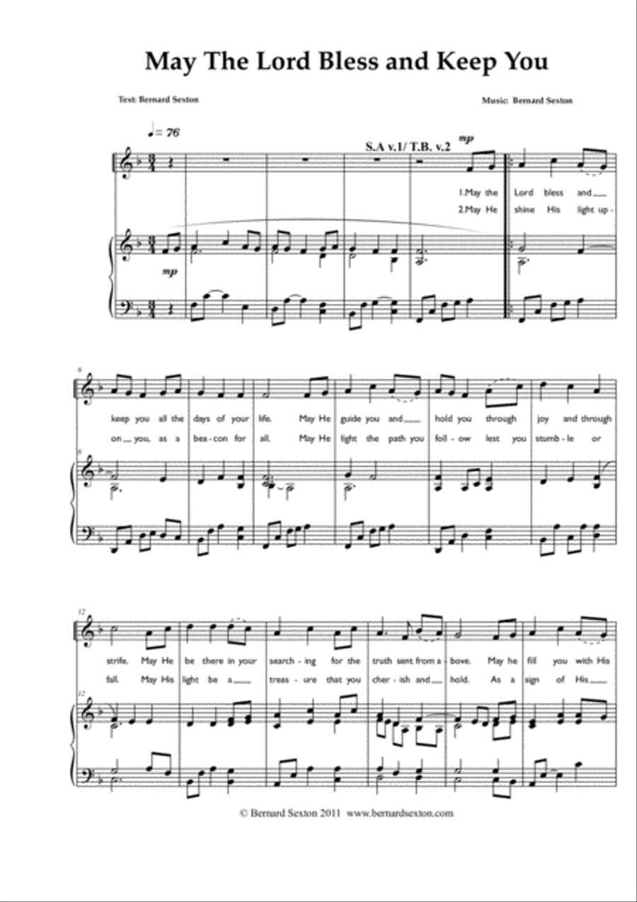 May the Lord Bless and Keep You 4-Part scores gallery preview page 2