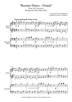 "Trepak" from The Nutcracker arranged for Easy Piano Duet