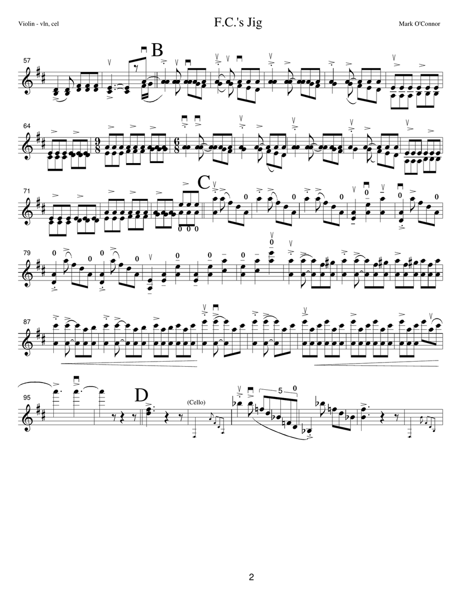 F. C.'s Jig (violin part - vln, cel) String Duet scores gallery preview page 5